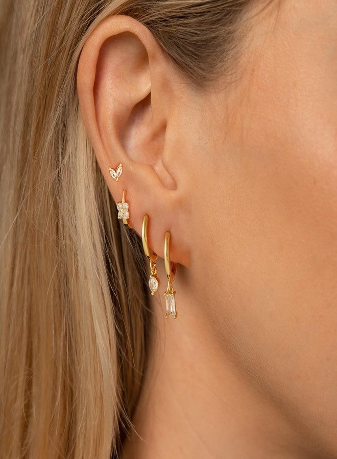 Kyerlyn Stud Earrings for Women Dainty Small Hoop Earrings 14K Gold Plated Cartilage Earring Set CZ Dangle Huggie Earrings Lightweight Hypoallergenic Earrings Trendy Multiple Piercings Jewelry Gifts - Image 4